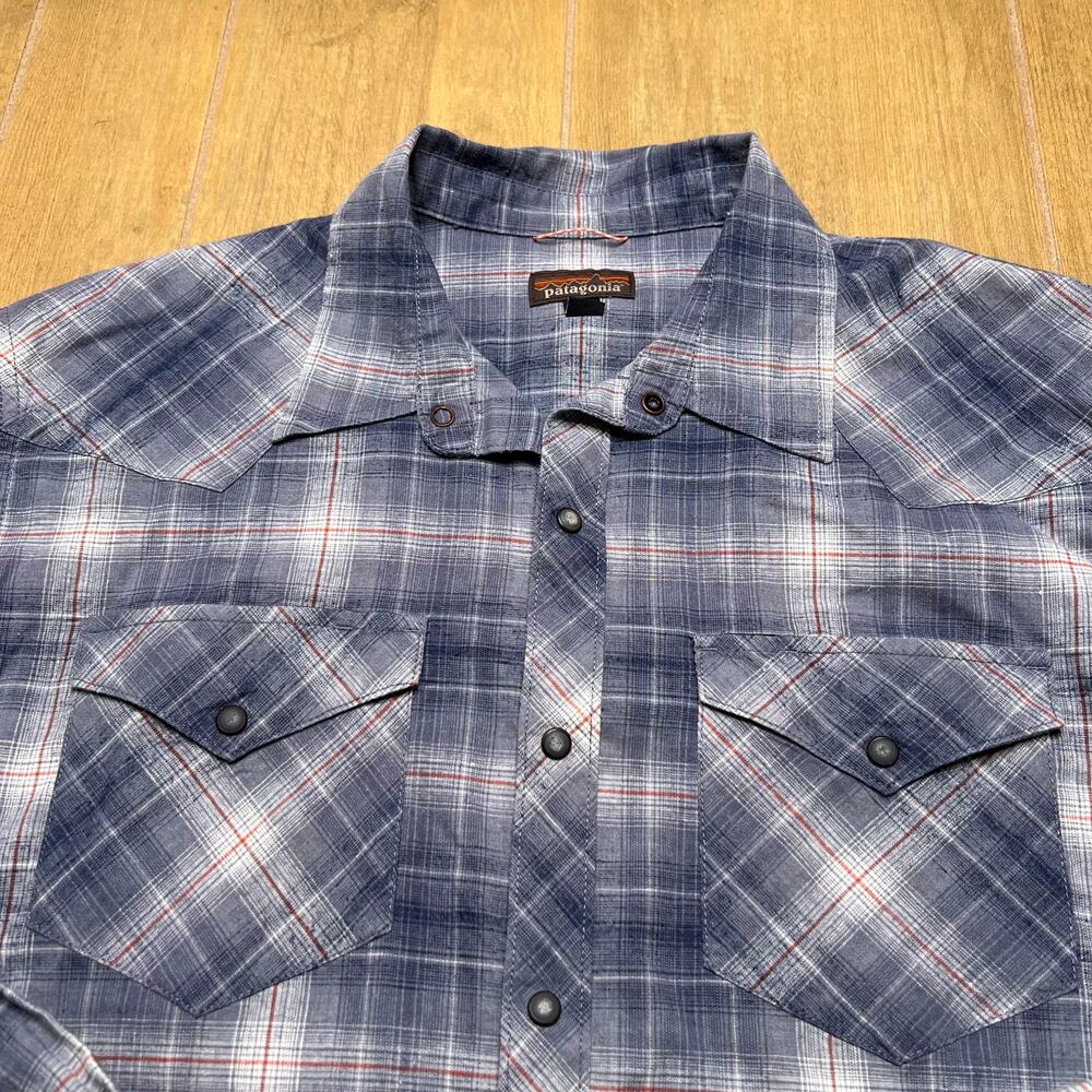Patagonia Shirt Mens Sz Large Gray Hemp Western Yoke Pearl Snap Button Up